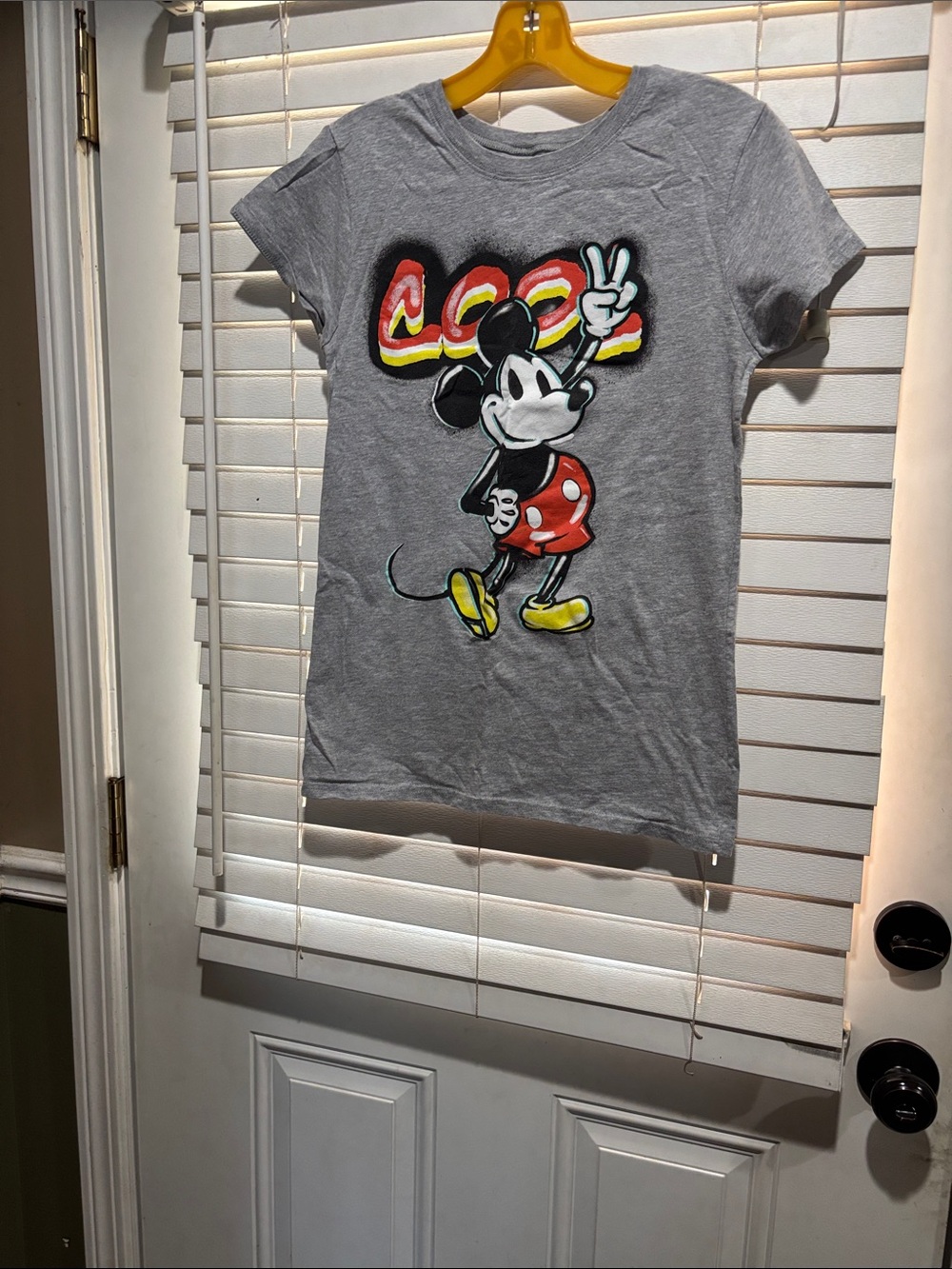 Disney Gray Mickey Mouse Graphic Tee with Colorful Logo